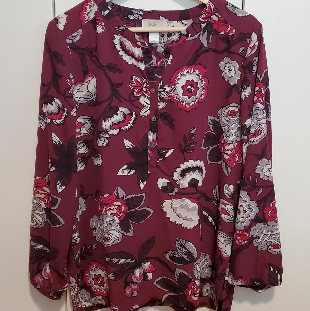 Burgundy Floral Blouse